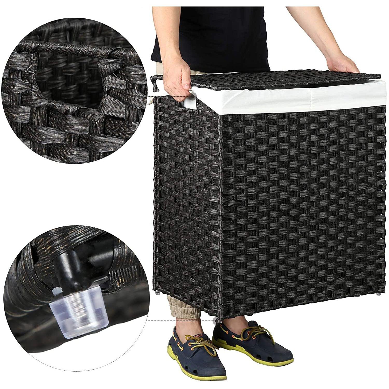 Košara za rublje, crna košara za rublje 110 litara | SONGMICS-vitahome.hr