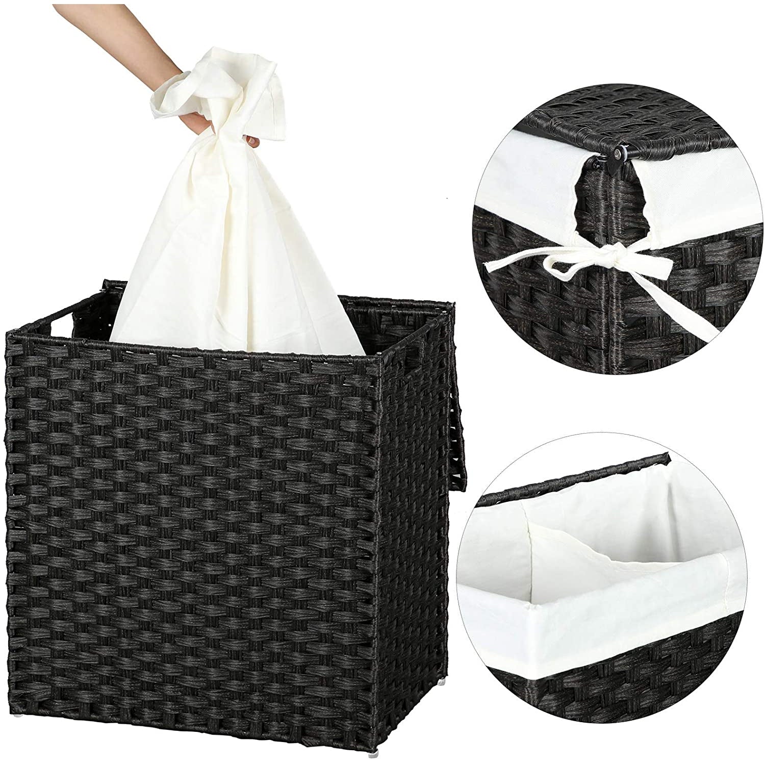 Košara za rublje, crna košara za rublje 110 litara | SONGMICS-vitahome.hr
