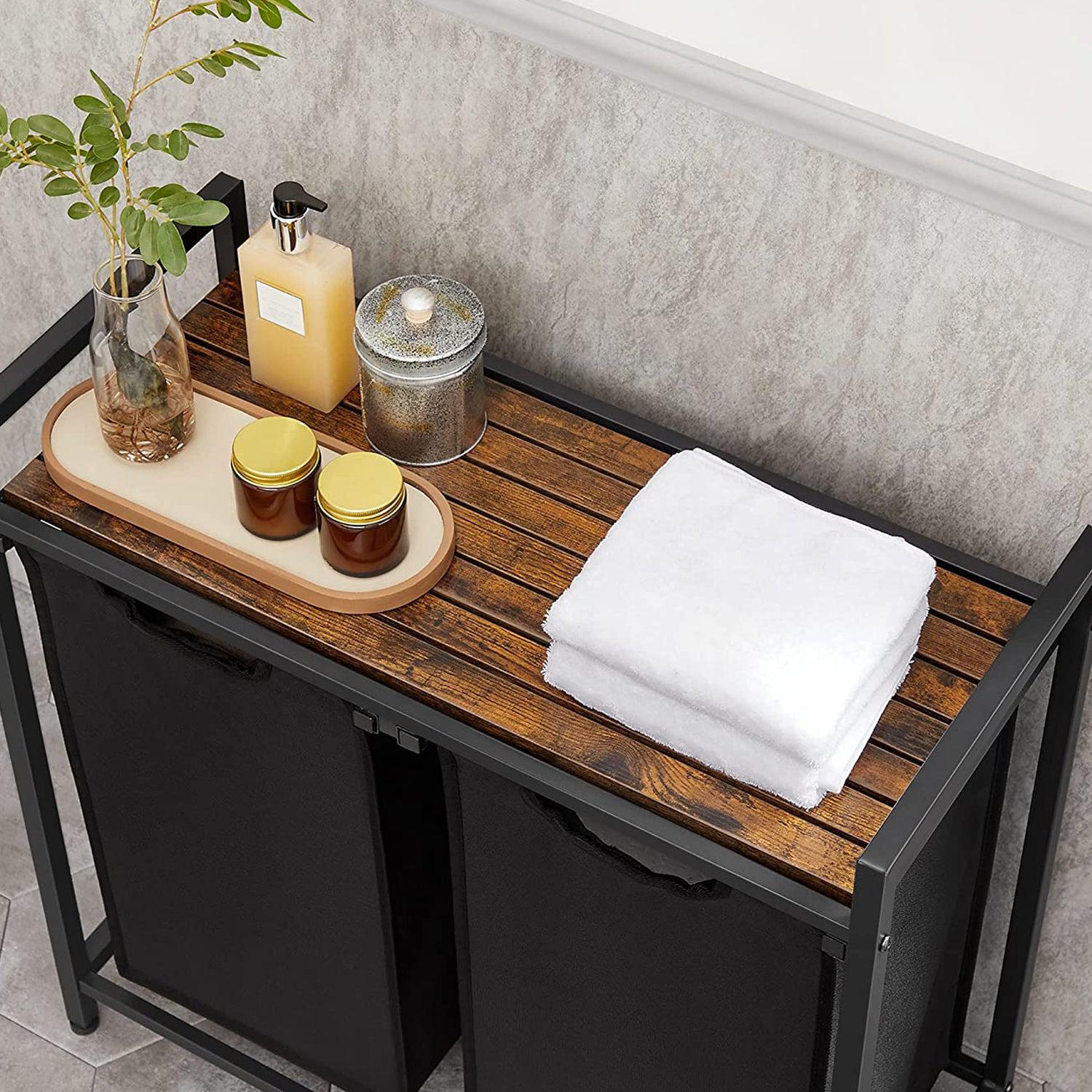Košara za rublje, košara za rublje 2 x 46 litara, 73 x 33 x 72 cm, rustikalno smeđa - | Vasagle-vitahome.hr