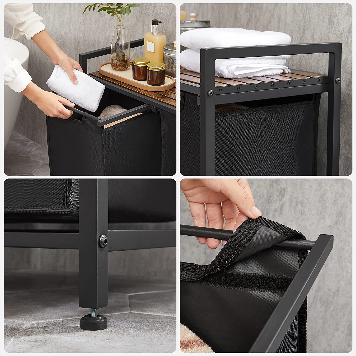 Košara za rublje, košara za rublje 2 x 46 litara, 73 x 33 x 72 cm, rustikalno smeđa - | Vasagle-vitahome.hr