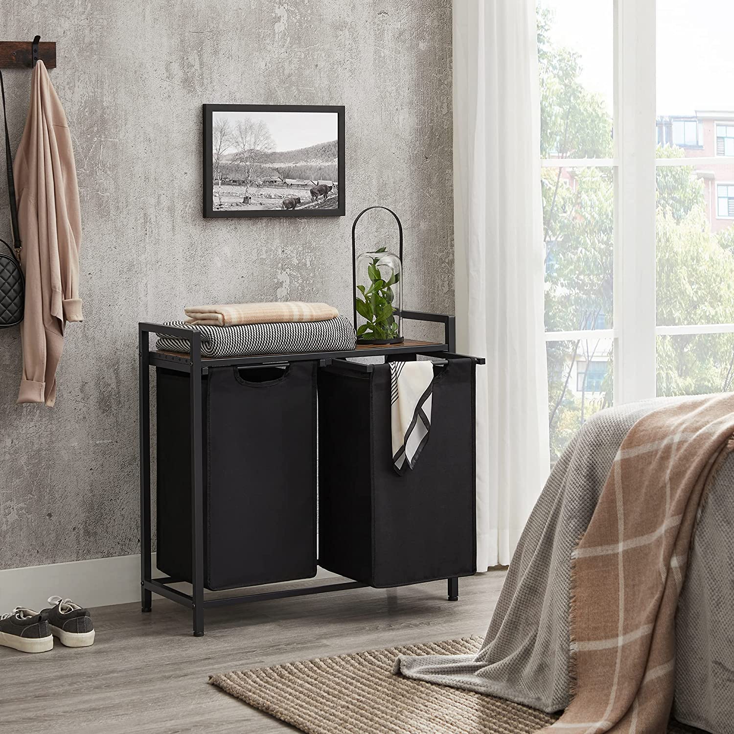 Košara za rublje, košara za rublje 2 x 46 litara, 73 x 33 x 72 cm, rustikalno smeđa - | Vasagle-vitahome.hr