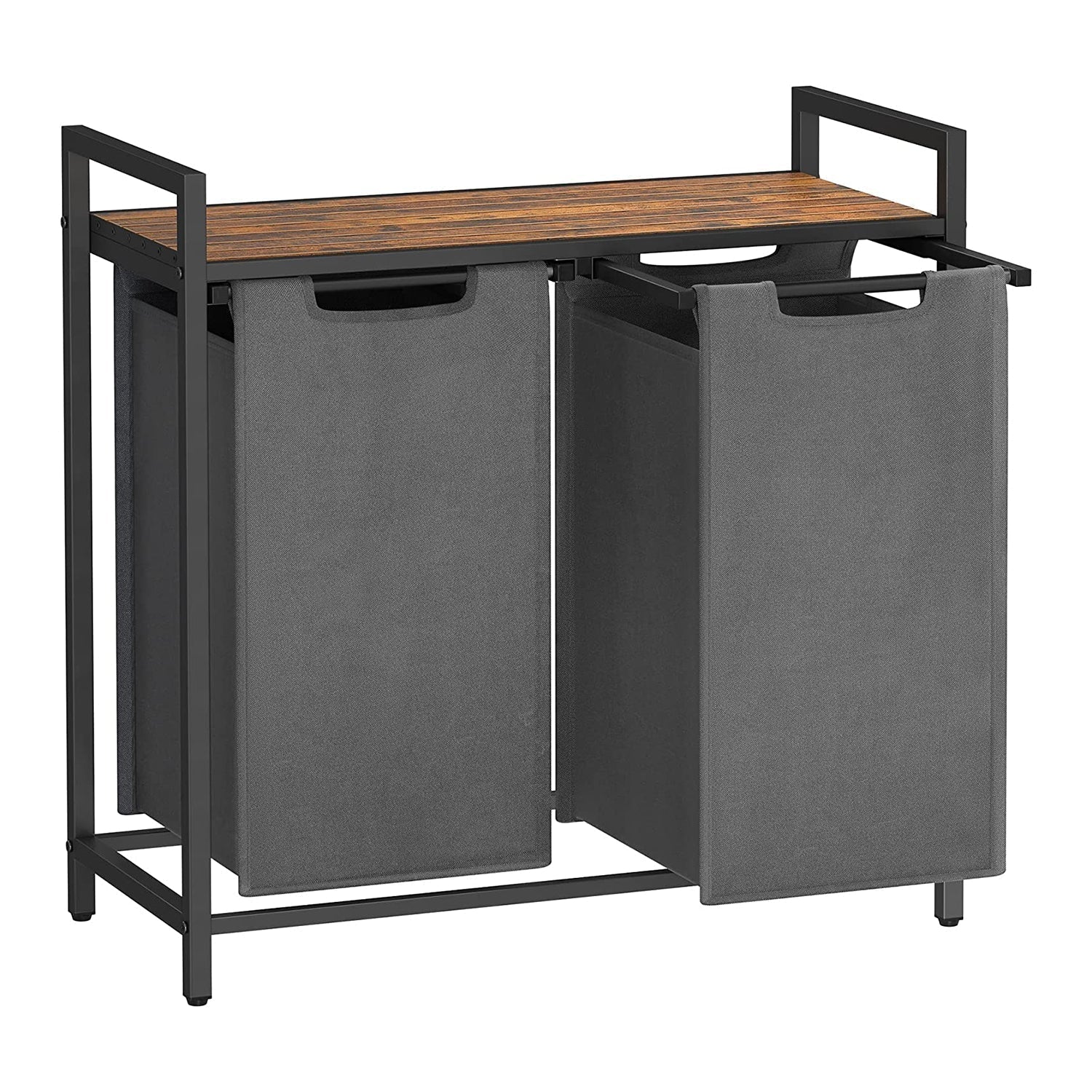 Košara za rublje, košara za rublje s 2 odjeljka, 2 x 46 litara, siva | VASAGLE-vitahome.hr