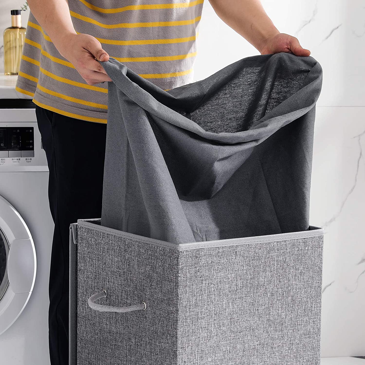 Košara za rublje, košara za rublje s magnetnim poklopcem i ručkom 85L | SONGMICS-vitahome.hr