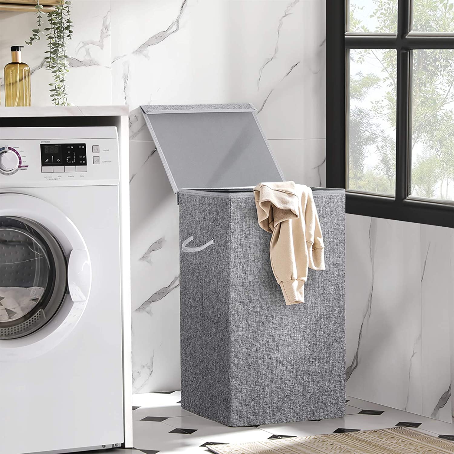 Košara za rublje, košara za rublje s magnetnim poklopcem i ručkom 85L | SONGMICS-vitahome.hr