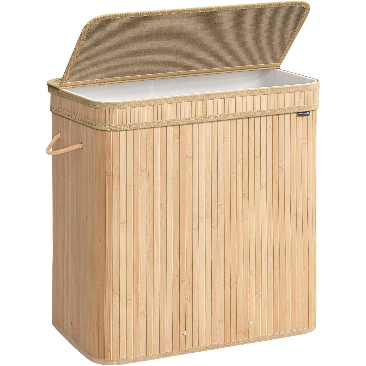 Košara za rublje od bambusa, 41,5 x 62,5 x 61 cm, 150 l, prirodno bež boje | SONGMICS-SONGMICS-Vita Home