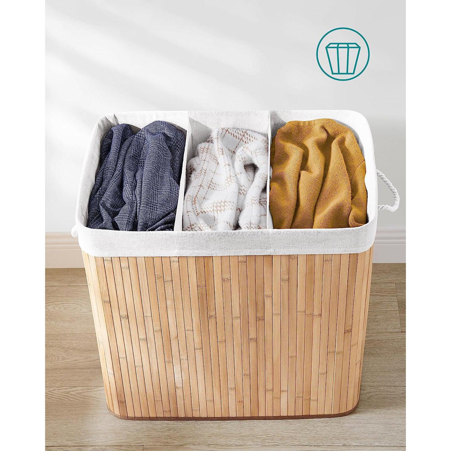 Košara za rublje od bambusa s poklopcem i ručkama, 150 litara | SONGMICS-vitahome.hr