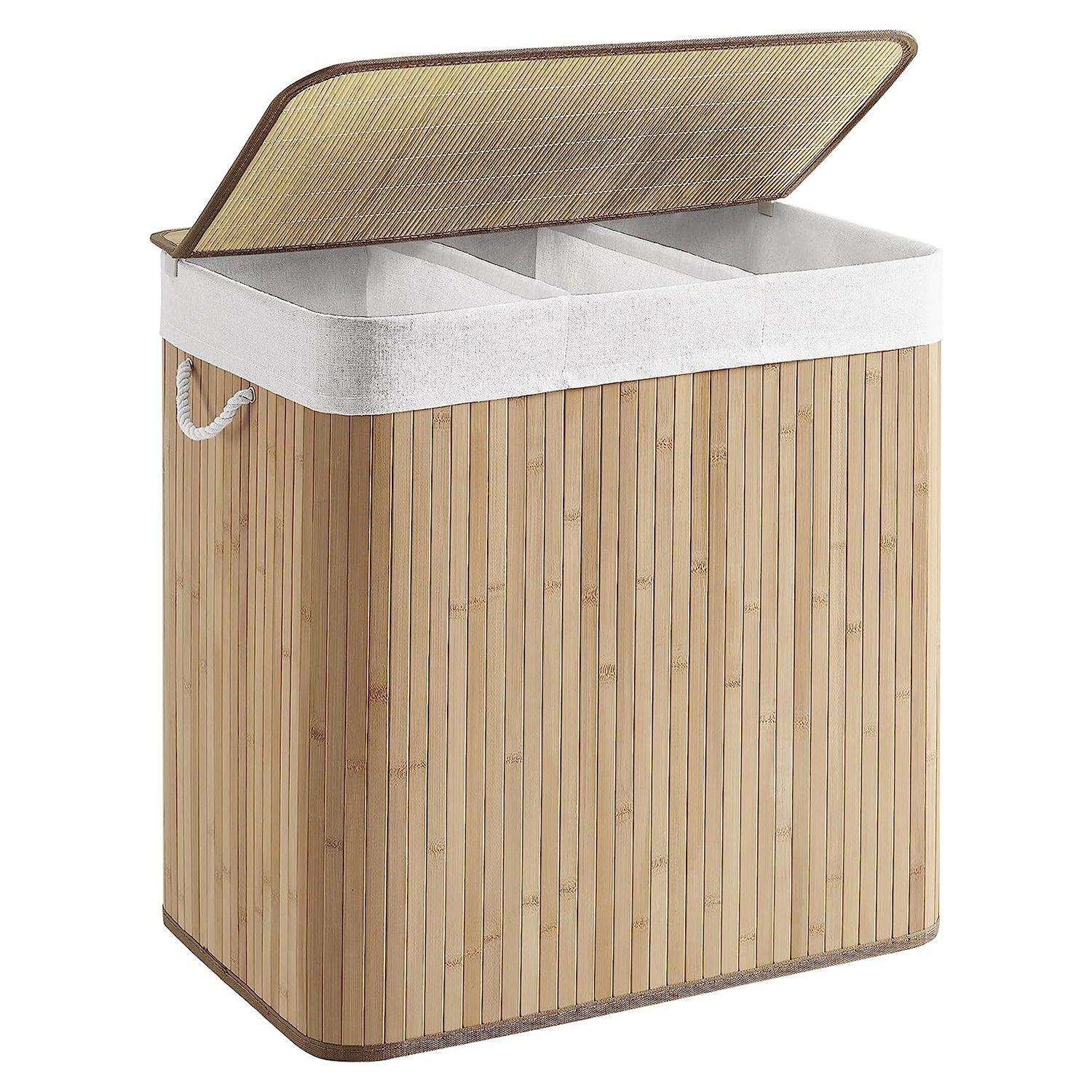 Košara za rublje od bambusa s poklopcem i ručkama, 150 litara | SONGMICS-vitahome.hr
