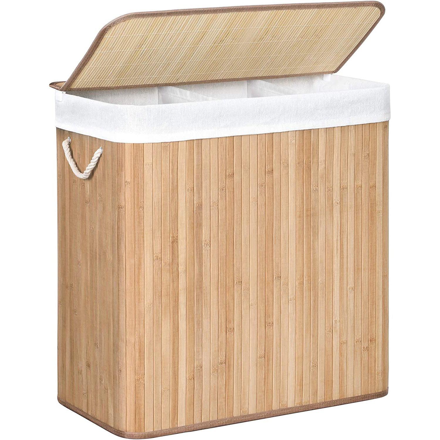 Košara za rublje od bambusa s poklopcem i ručkama, 150 litara | SONGMICS-vitahome.hr