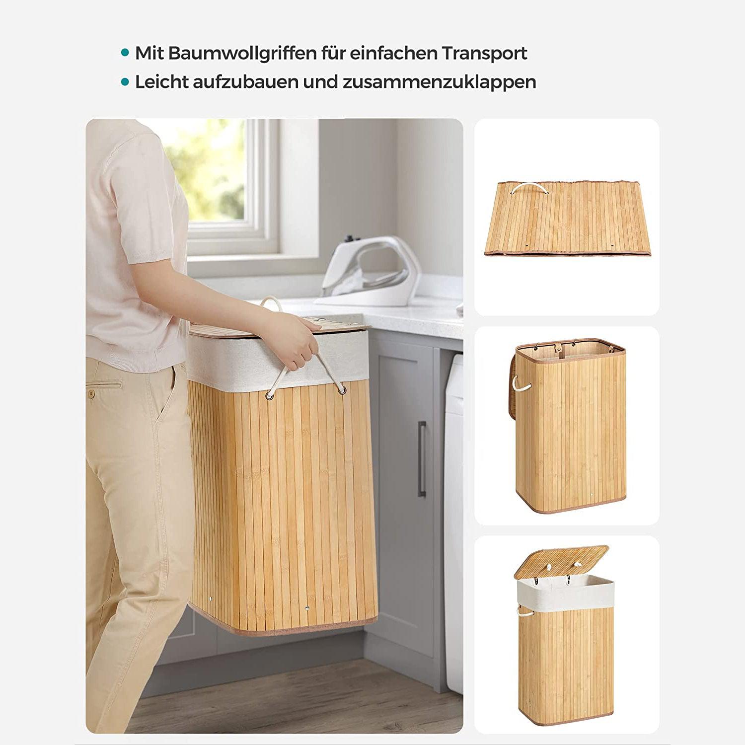 Košara za rublje od bambusa, XL sklopivi stalak za rublje 72L | SONGMICS-vitahome.hr