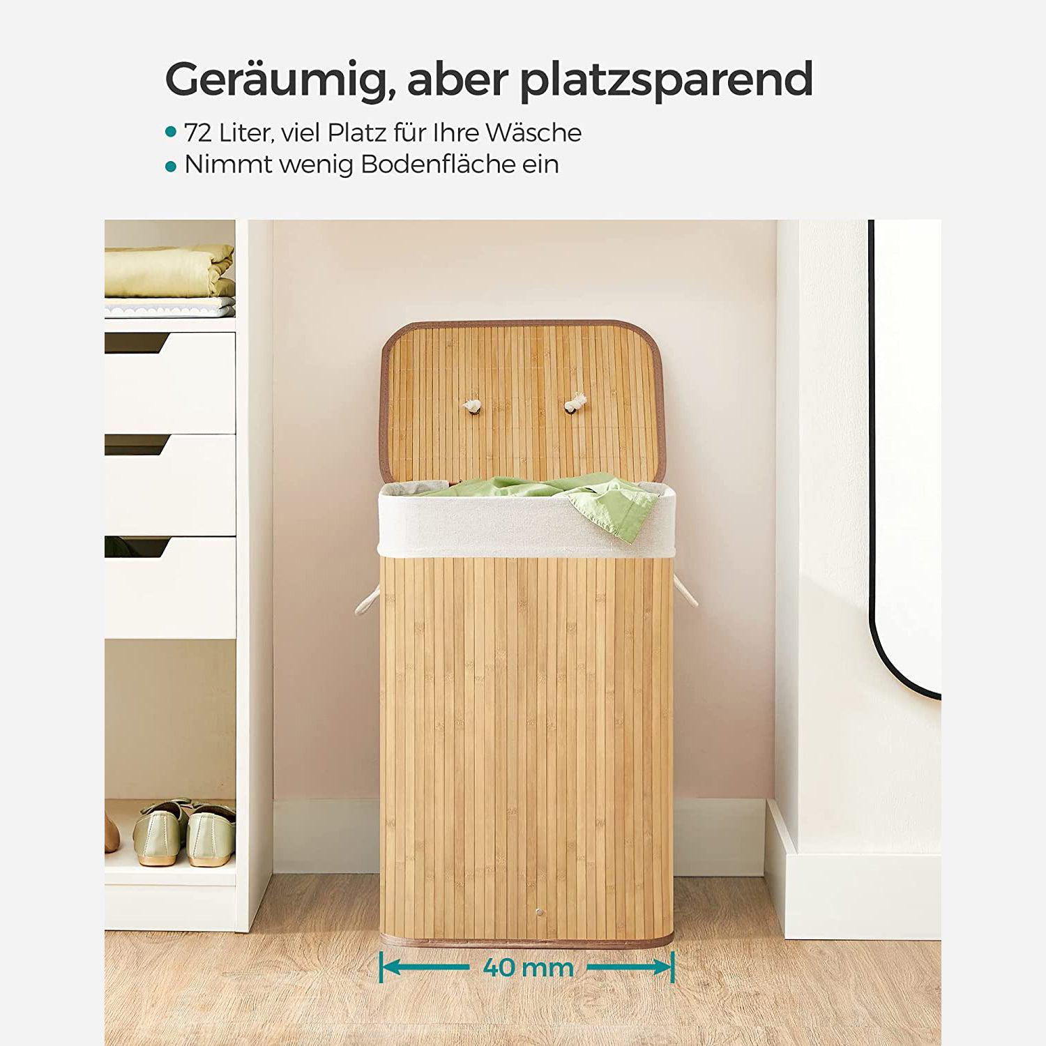 Košara za rublje od bambusa, XL sklopivi stalak za rublje 72L | SONGMICS-vitahome.hr