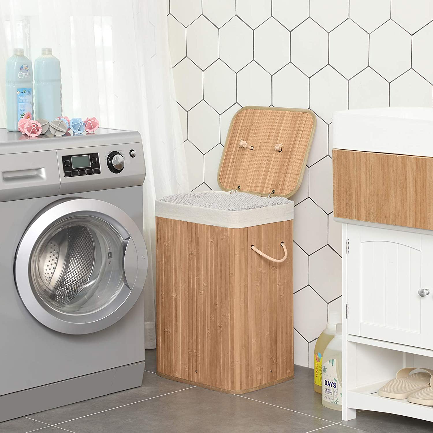 Košara za rublje od bambusa, XL sklopivi stalak za rublje 72L | SONGMICS-vitahome.hr