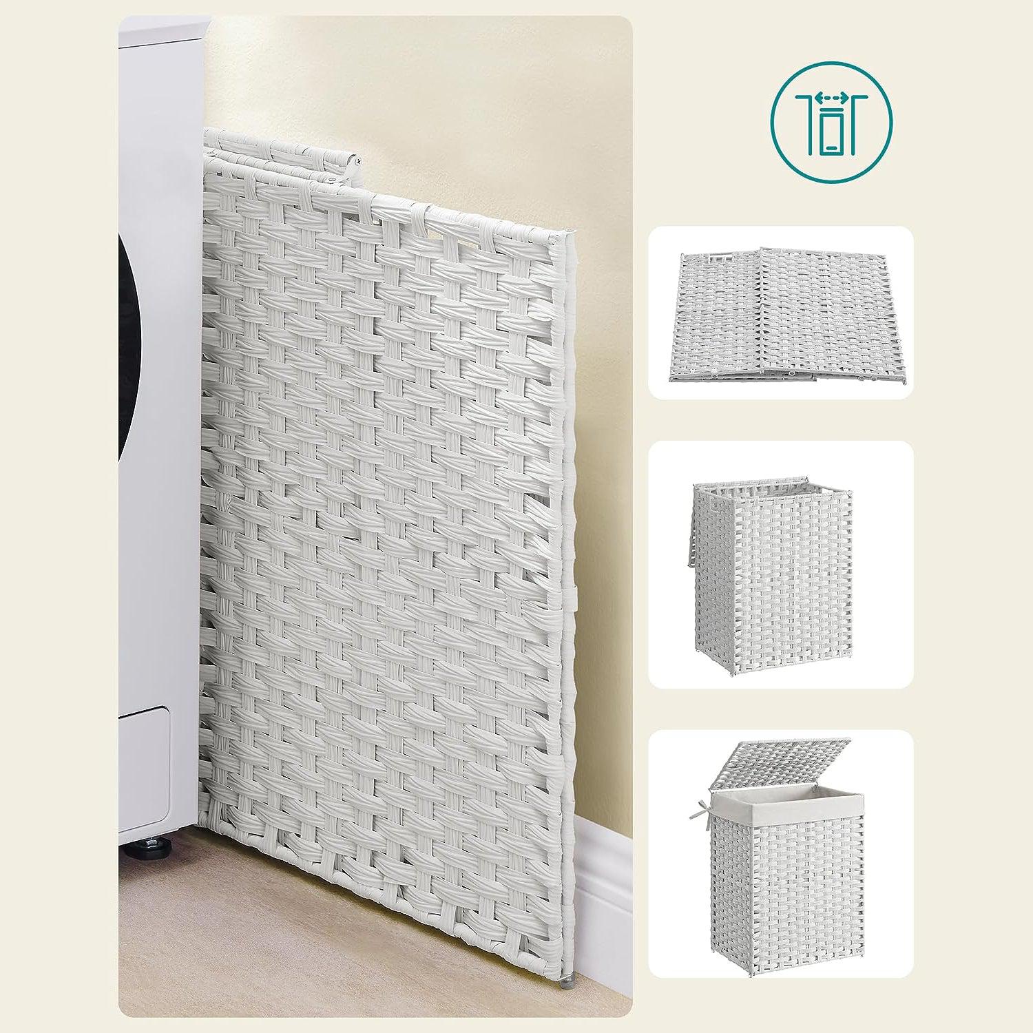 Košara za rublje, ručno tkana košara za rublje, 90L, bijela | SONGMICS-vitahome.hr