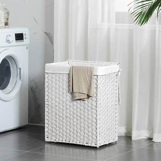 Košara za rublje, ručno tkana košara za rublje, 90L, bijela | SONGMICS-vitahome.hr