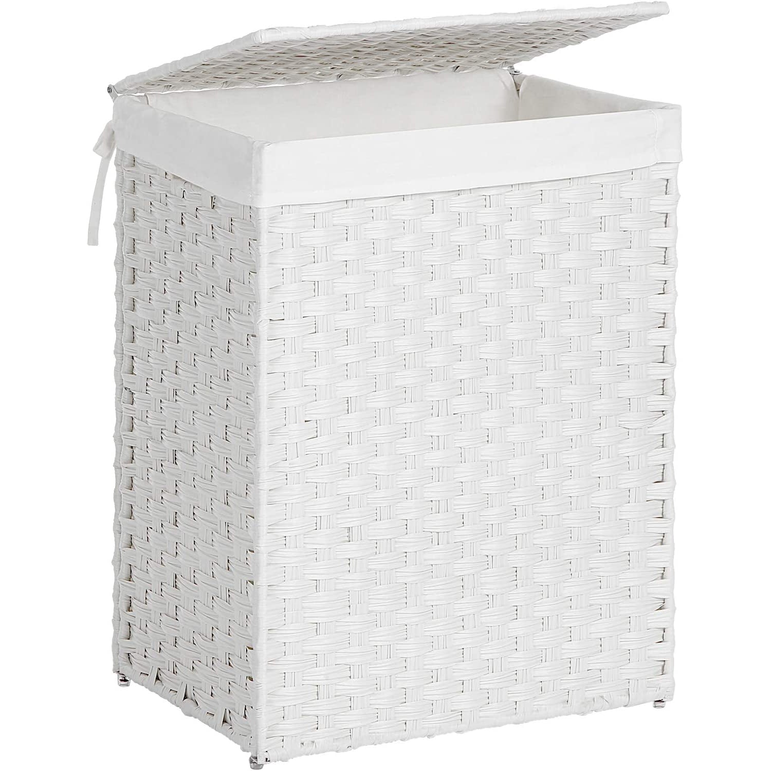 Košara za rublje, ručno tkana košara za rublje, 90L, bijela | SONGMICS-vitahome.hr