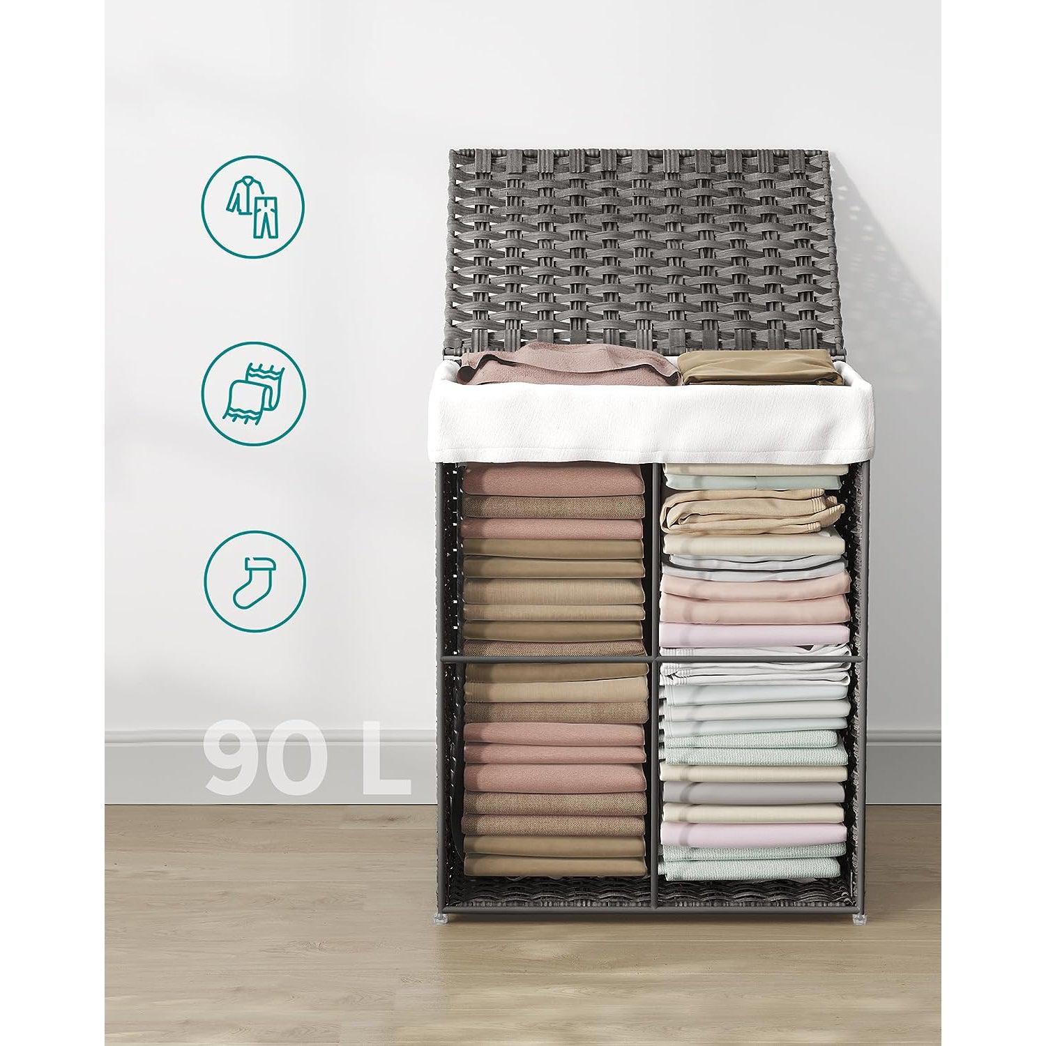 Košara za rublje, ručno tkana košara za rublje, siva | SONGMICS-vitahome.hr