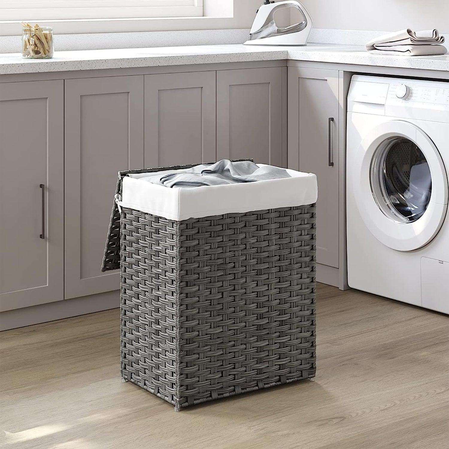 Košara za rublje, ručno tkana košara za rublje, siva | SONGMICS-vitahome.hr