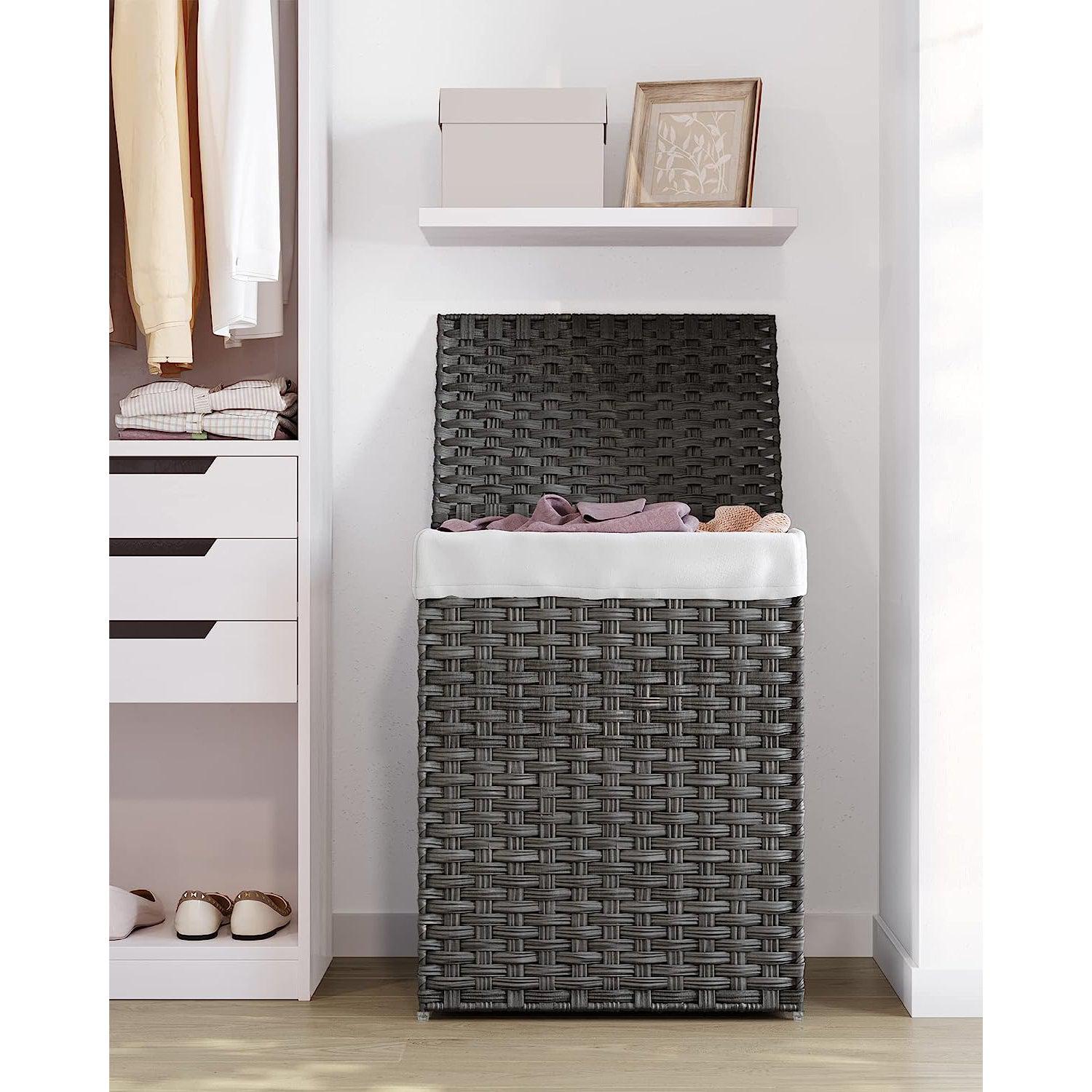 Košara za rublje, ručno tkana košara za rublje, siva | SONGMICS-vitahome.hr