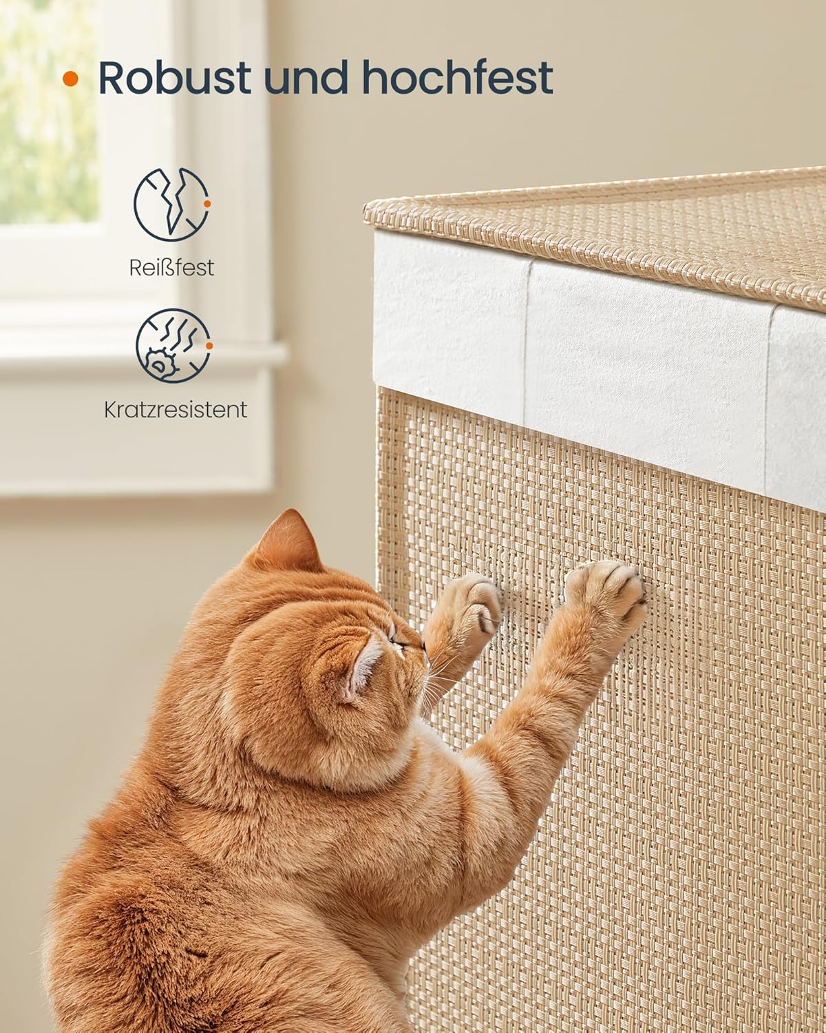 Košara za rublje s 2 pregrade, 46.5 x 37.5 x 65 cm, bež i bijele boje | SONGMICS-SONGMICS-Vita Home