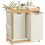 Košara za rublje s 2 pregrade, kapacitet 100l, 63 x 33 x 78 cm, krem bijela-SONGMICS-Vita Home