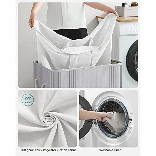 Košara za rublje s 3 odjeljka i poklopcem, 150l, 60 x 40 x 60,5 cm, sive boje | SONGMICS-SONGMICS-Vita Home