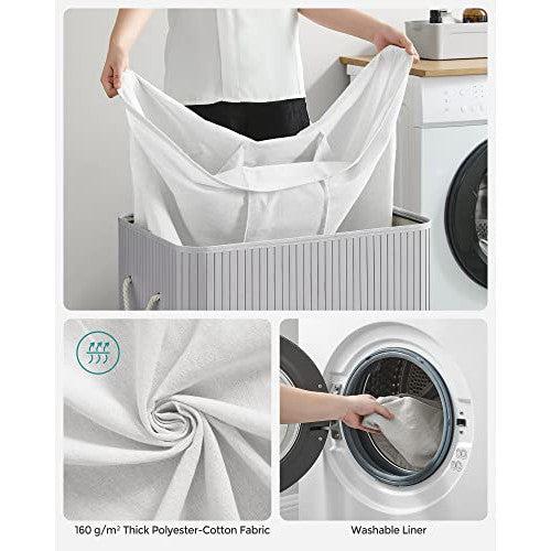 Košara za rublje s 3 odjeljka i poklopcem, 150l, 60 x 40 x 60,5 cm, sive boje | SONGMICS-vitahome.hr