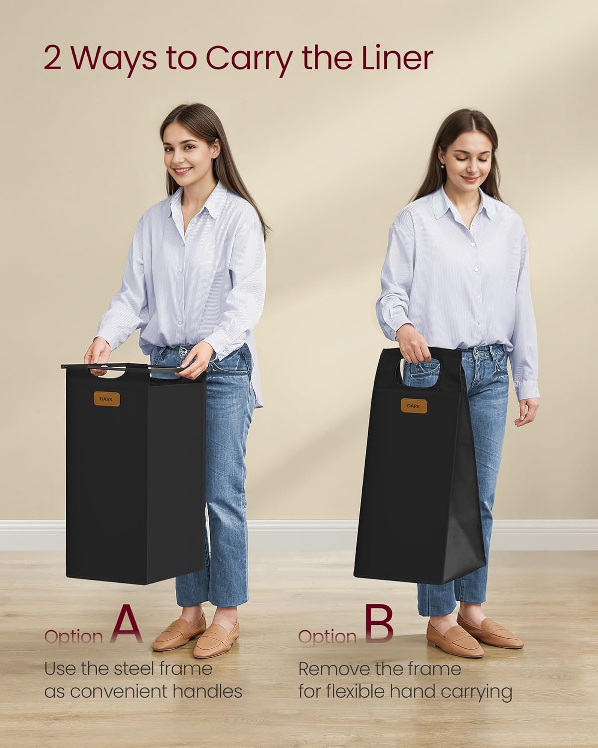 Košara za rublje s 4 odjeljka – 98,6 x 33 x 80,5 cm, smeđa, crna i siva | VASAGLE-VASAGLE-Vita Home