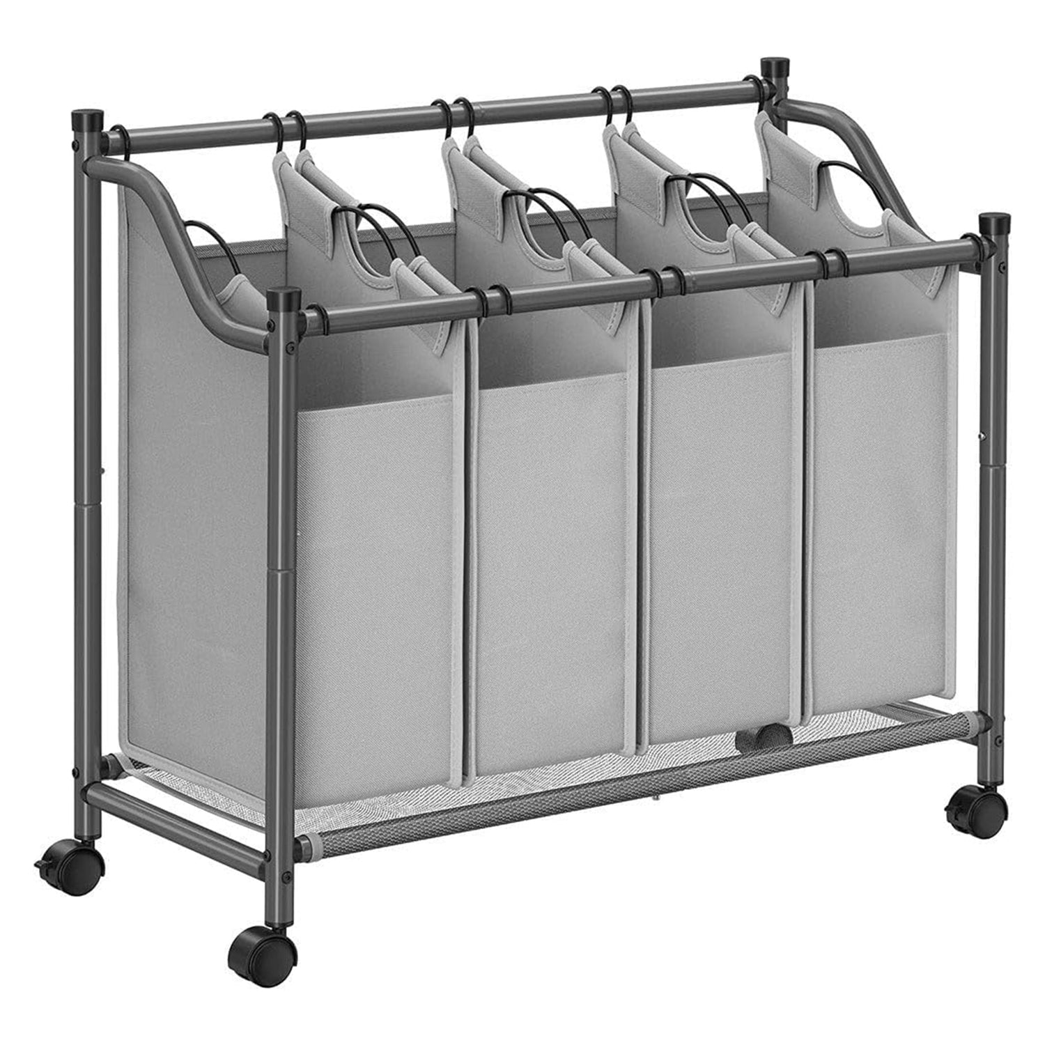 Košara za rublje s kotačima, 4 vreće koje se mogu izvaditi, 4 x 35L, siva | SONGMICS-vitahome.hr