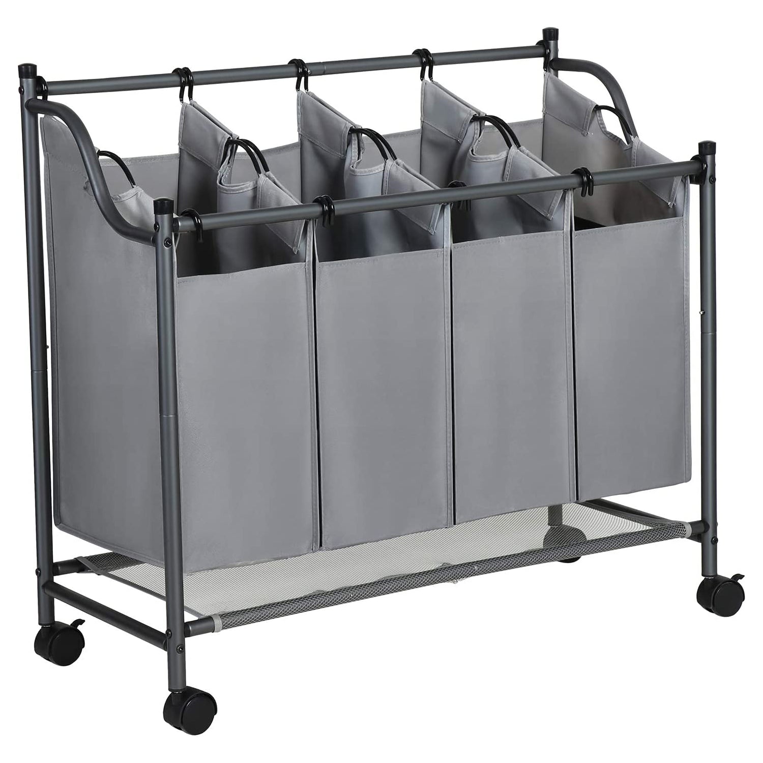 Košara za rublje s kotačima, 4 vreće koje se mogu izvaditi, 4 x 35L, siva | SONGMICS-vitahome.hr