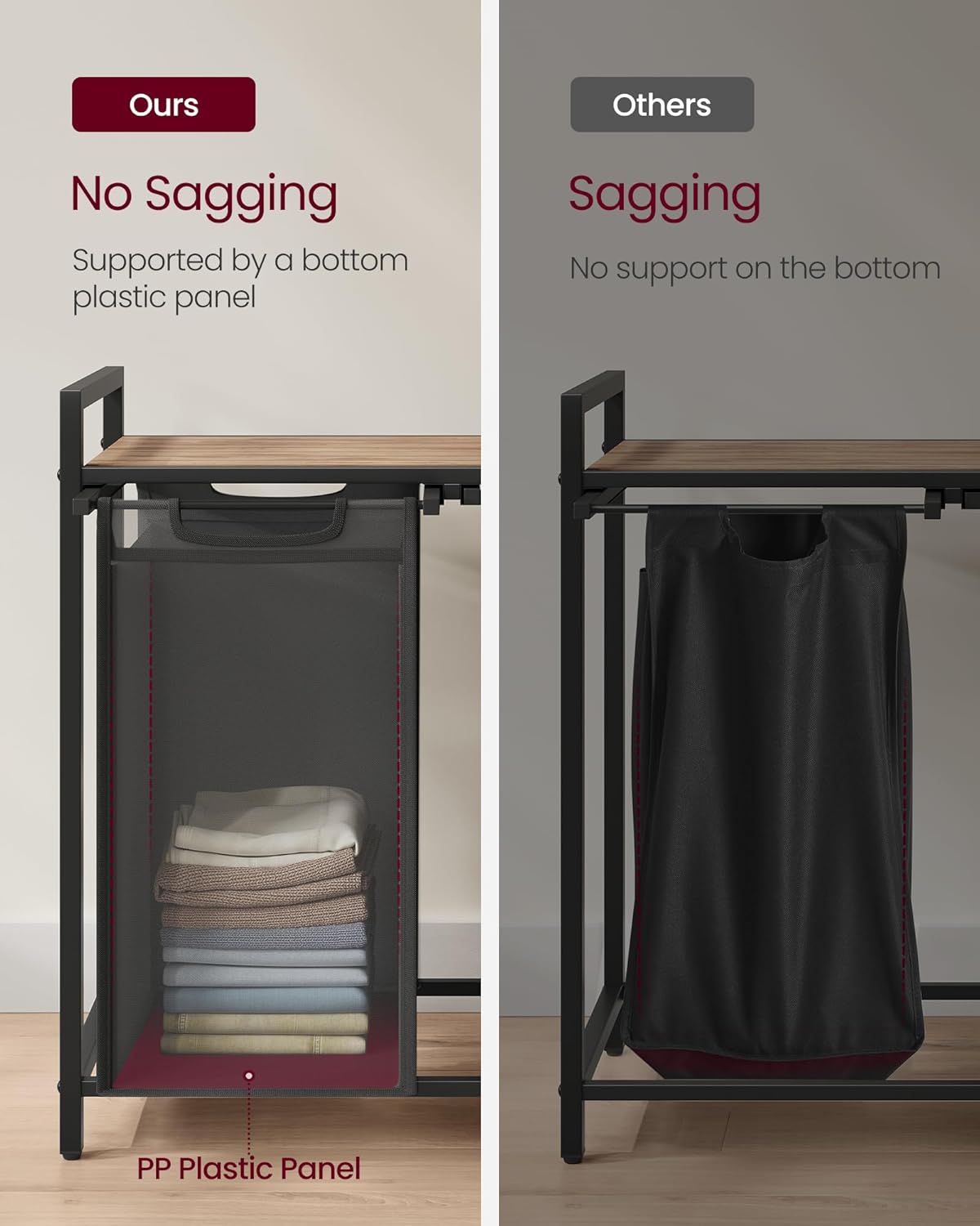 Košara za rublje sa dve uklonjive vrećice, 2 x 46 l, 73 x 33 x 72 cm, smeđe-crna | VASAGLE