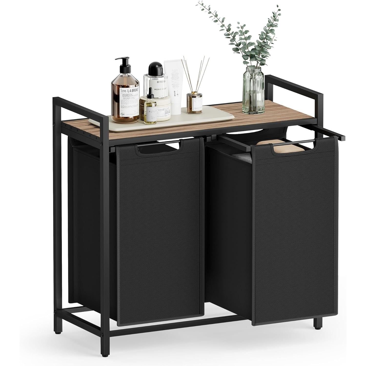 Košara za rublje sa dve uklonjive vrećice, 2 x 46 l, 73 x 33 x 72 cm, smeđe-crna | VASAGLE