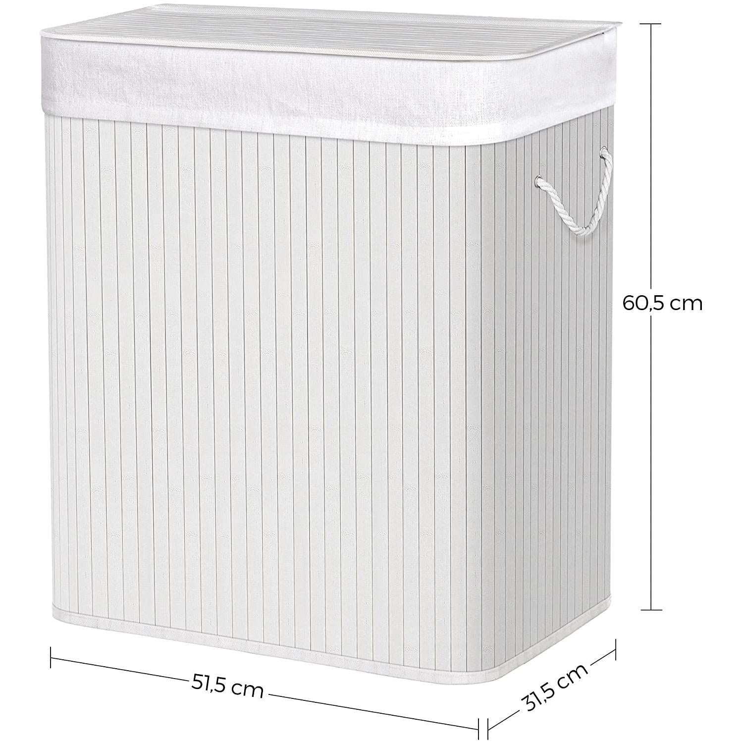 Košara za rublje sklopiva, 100 litara, bijela | SONGMICS-vitahome.hr