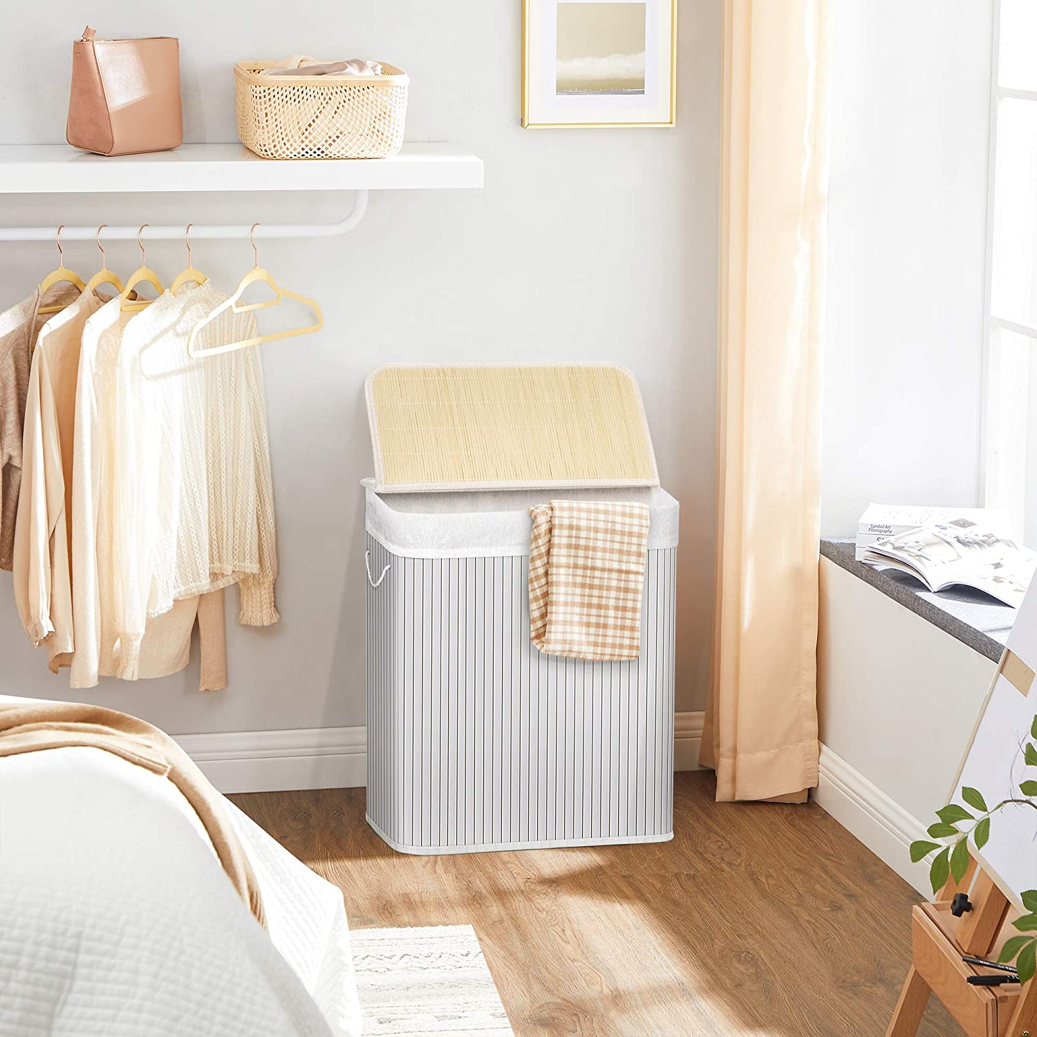 Košara za rublje sklopiva, 100 litara, bijela | SONGMICS-vitahome.hr