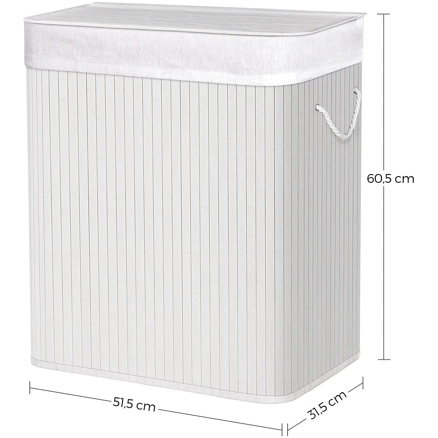 Košara za rublje sklopiva, 100 litara, bijela | SONGMICS-vitahome.hr