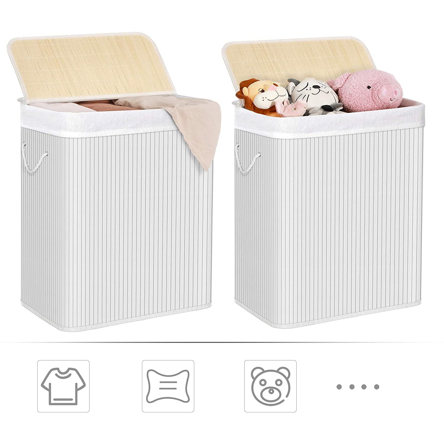 Košara za rublje sklopiva, 100 litara, bijela | SONGMICS-vitahome.hr