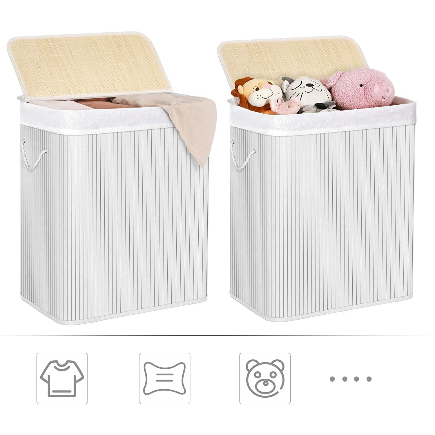 Košara za rublje sklopiva, 100 litara, bijela | SONGMICS-vitahome.hr