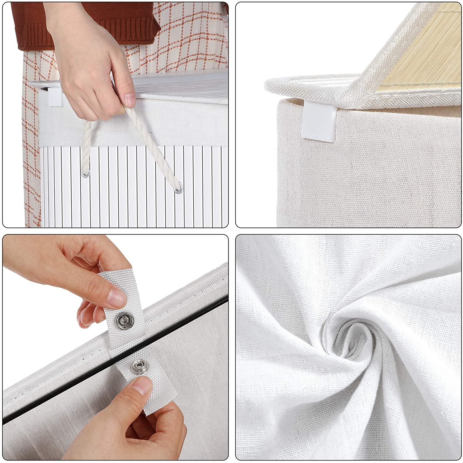 Košara za rublje sklopiva, 100 litara, bijela | SONGMICS-vitahome.hr