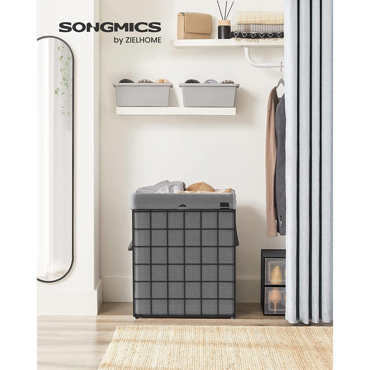 Košara za rublje, sklopivi stalak za odjeću od 90L, siva | SONGMICS-vitahome.hr