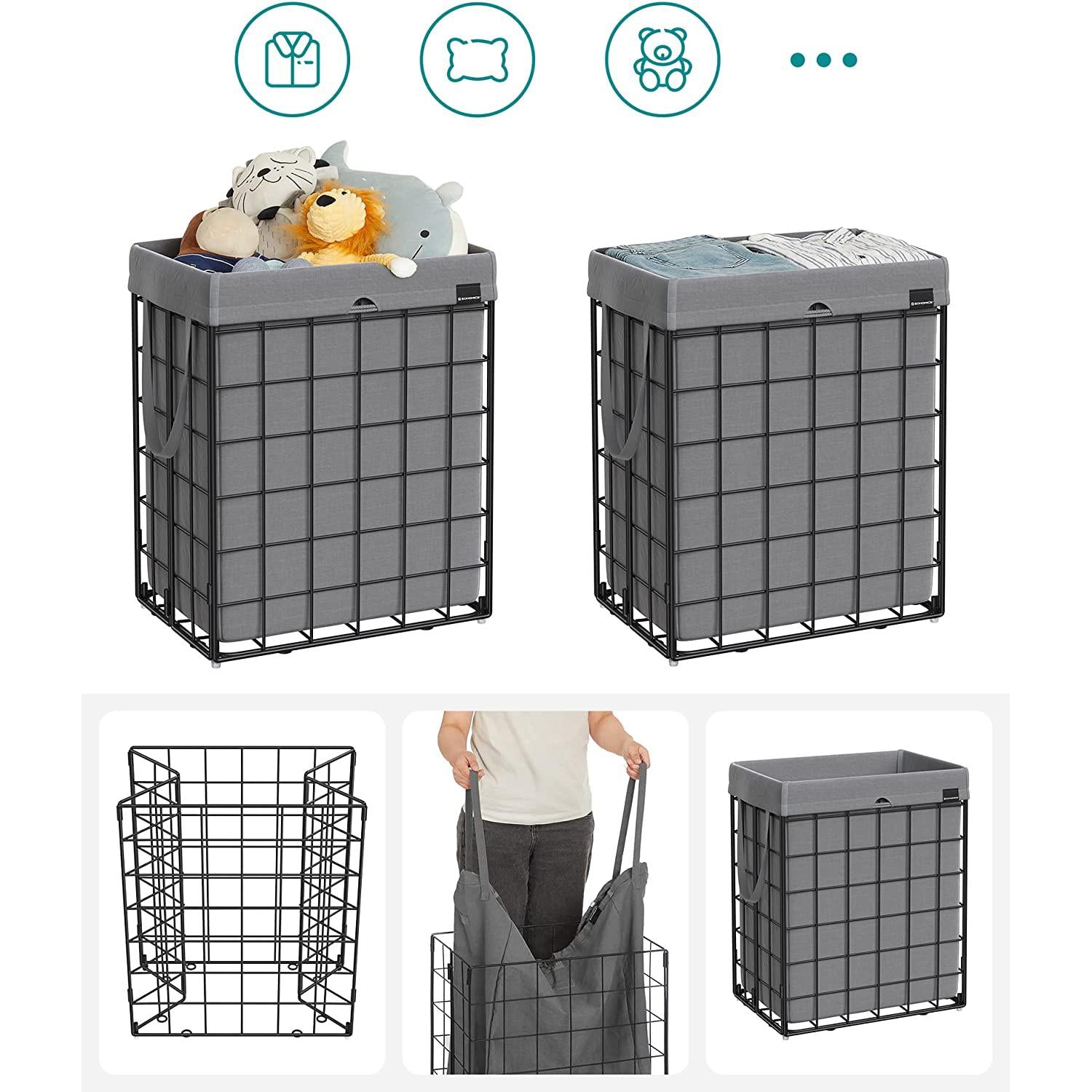 Košara za rublje, sklopivi stalak za odjeću od 90L, siva | SONGMICS-vitahome.hr