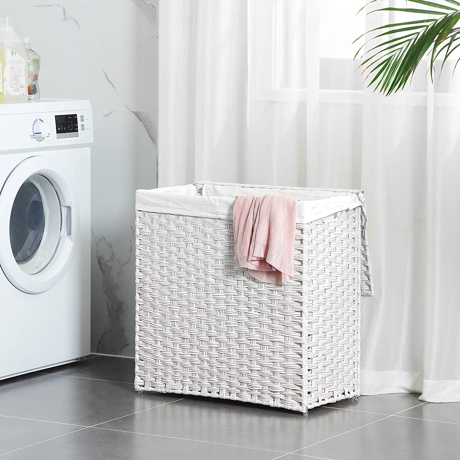 Košara za rublje, stalak za odjeću s 2 odjeljka 110L | SONGMICS-vitahome.hr