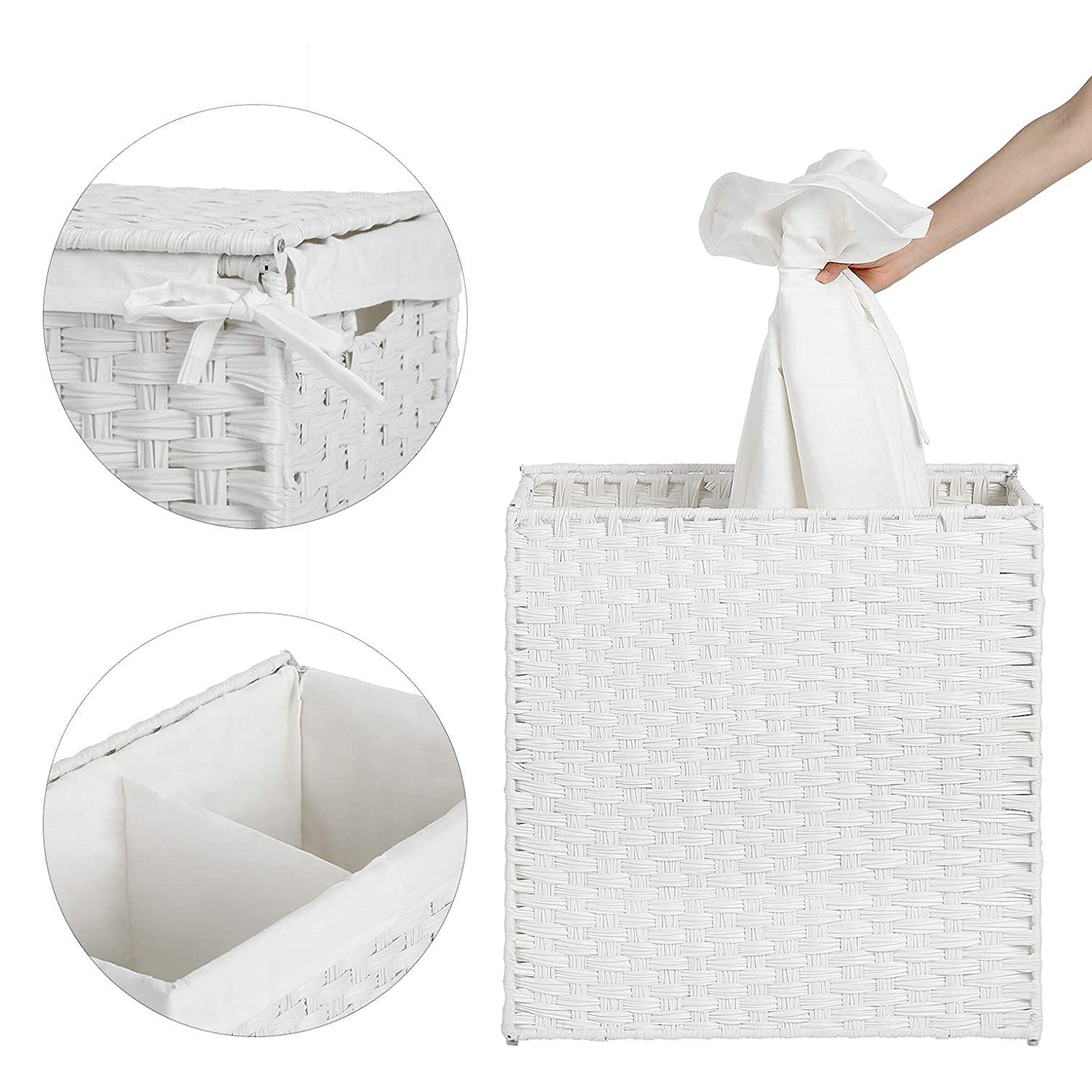 Košara za rublje, stalak za odjeću s 2 odjeljka 110L | SONGMICS-vitahome.hr