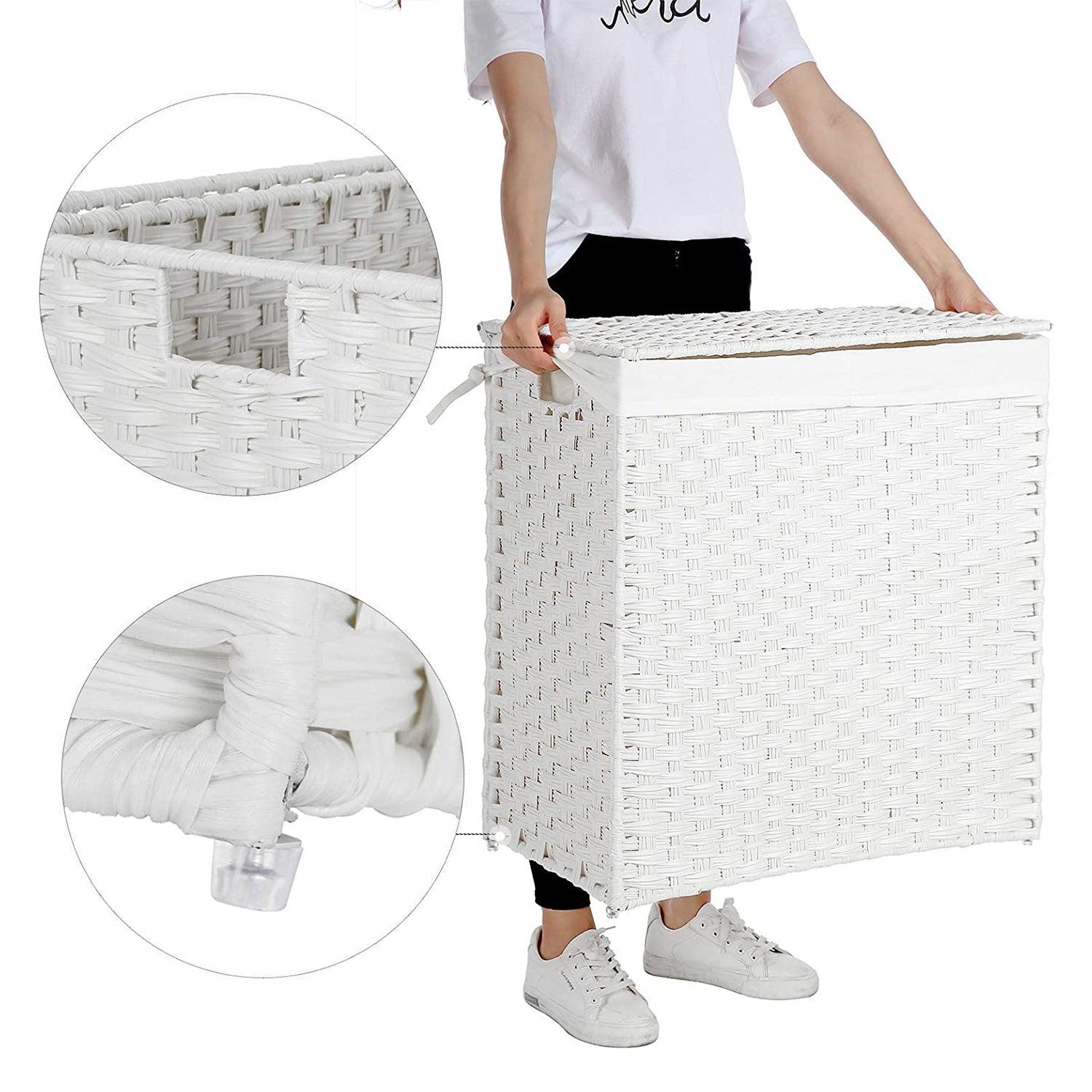 Košara za rublje, stalak za odjeću s 2 odjeljka 110L | SONGMICS-vitahome.hr