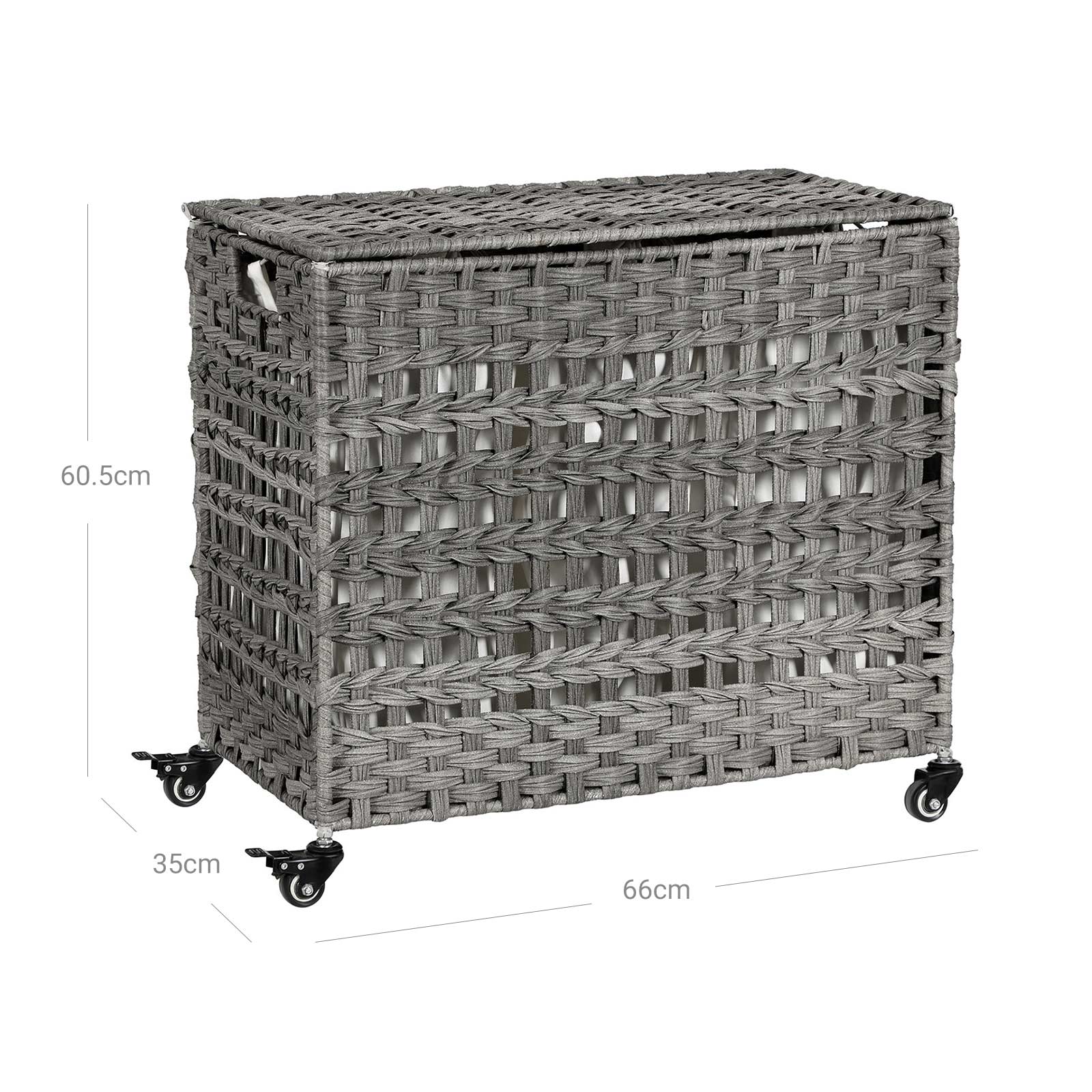 Košara za rublje, stalak za rublje u stilu ratana 66 x 60,5 x 35 cm, siva | SONGMICS-vitahome.hr