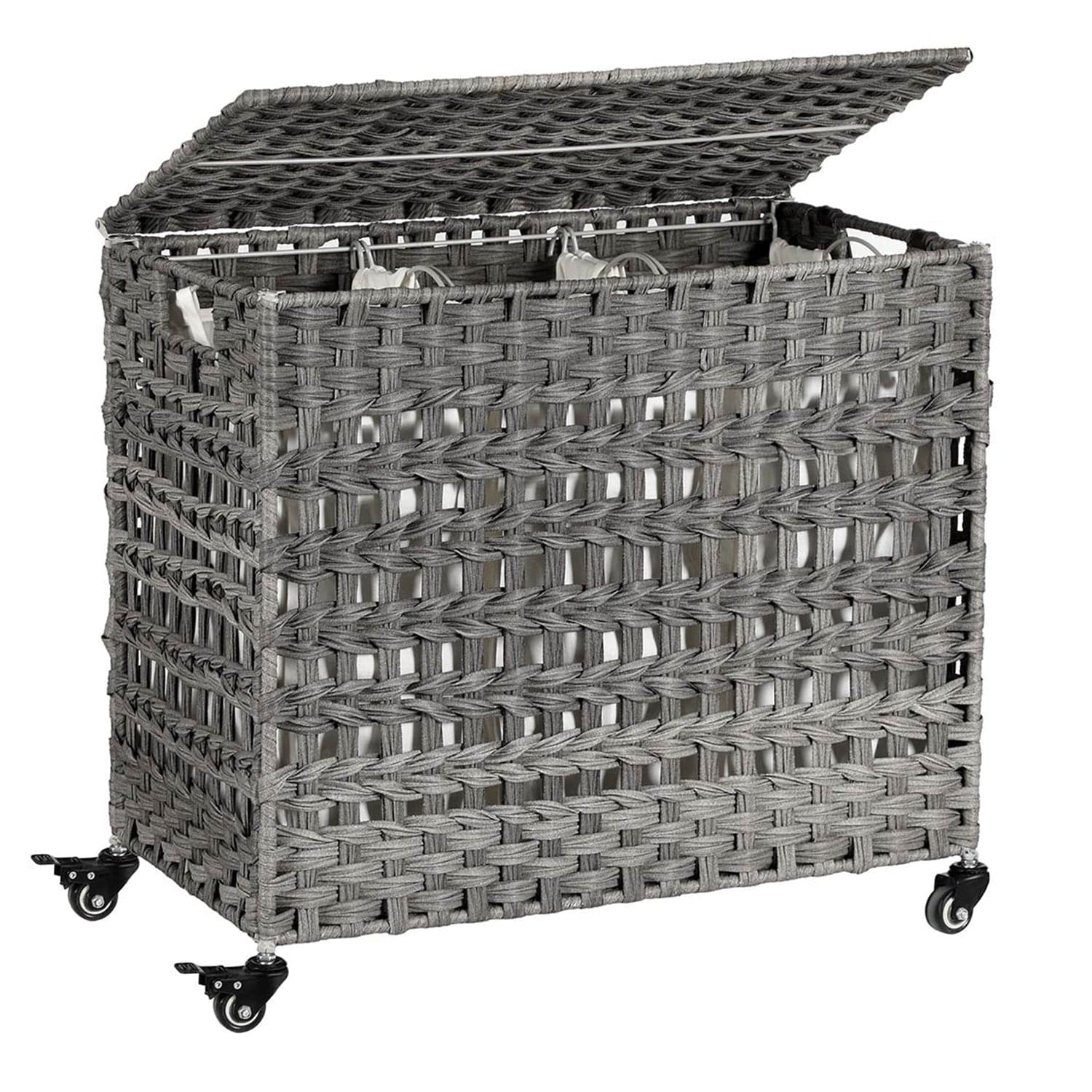 Košara za rublje, stalak za rublje u stilu ratana 66 x 60,5 x 35 cm, siva | SONGMICS-vitahome.hr