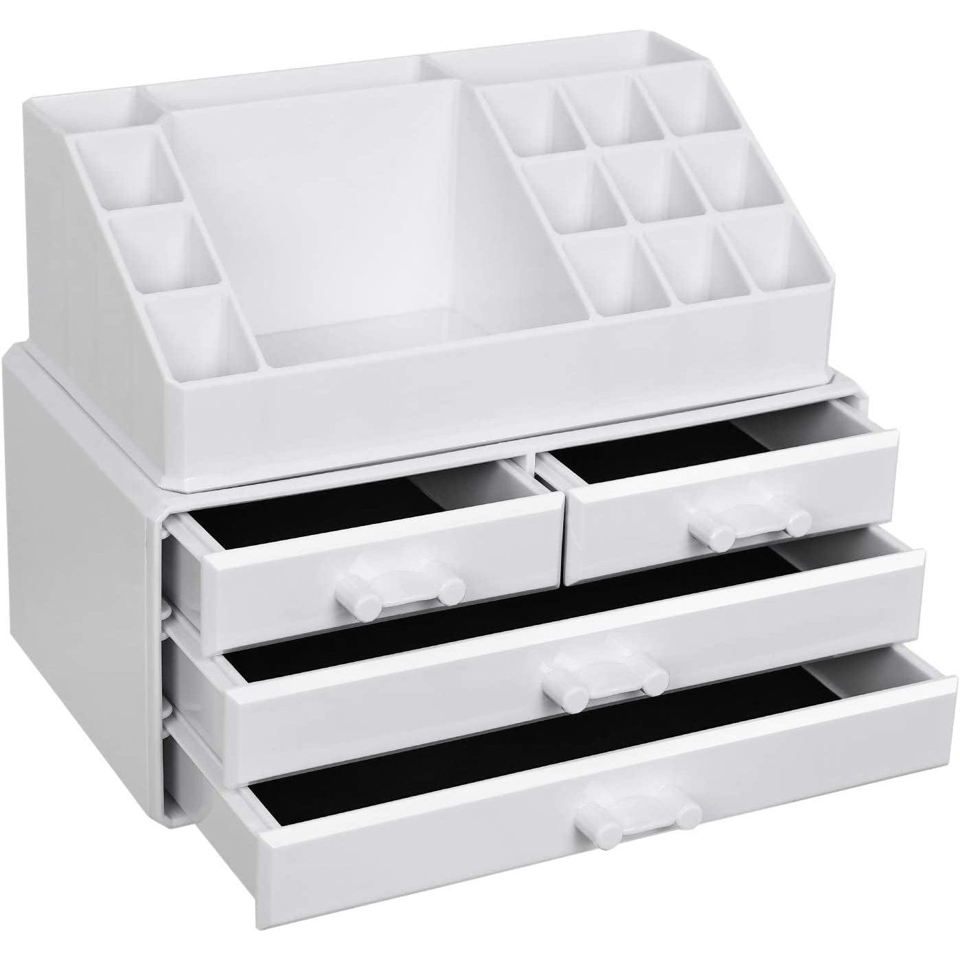 kozmetički organizator, spremište šminke s 4 ladice, 24 x 18,5, x 13,5 cm, bijela | SONGMICS-vitahome.hr