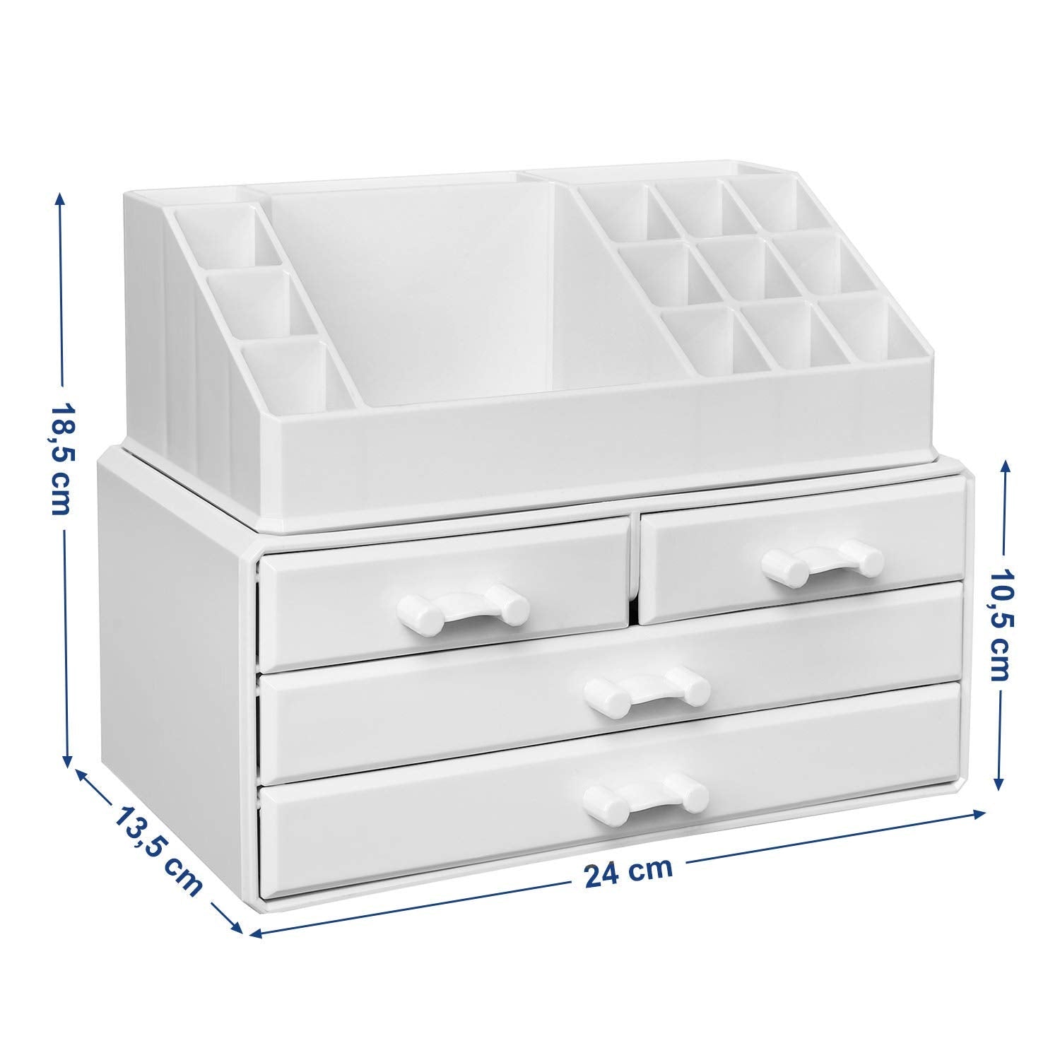 kozmetički organizator, spremište šminke s 4 ladice, 24 x 18,5, x 13,5 cm, bijela | SONGMICS-vitahome.hr