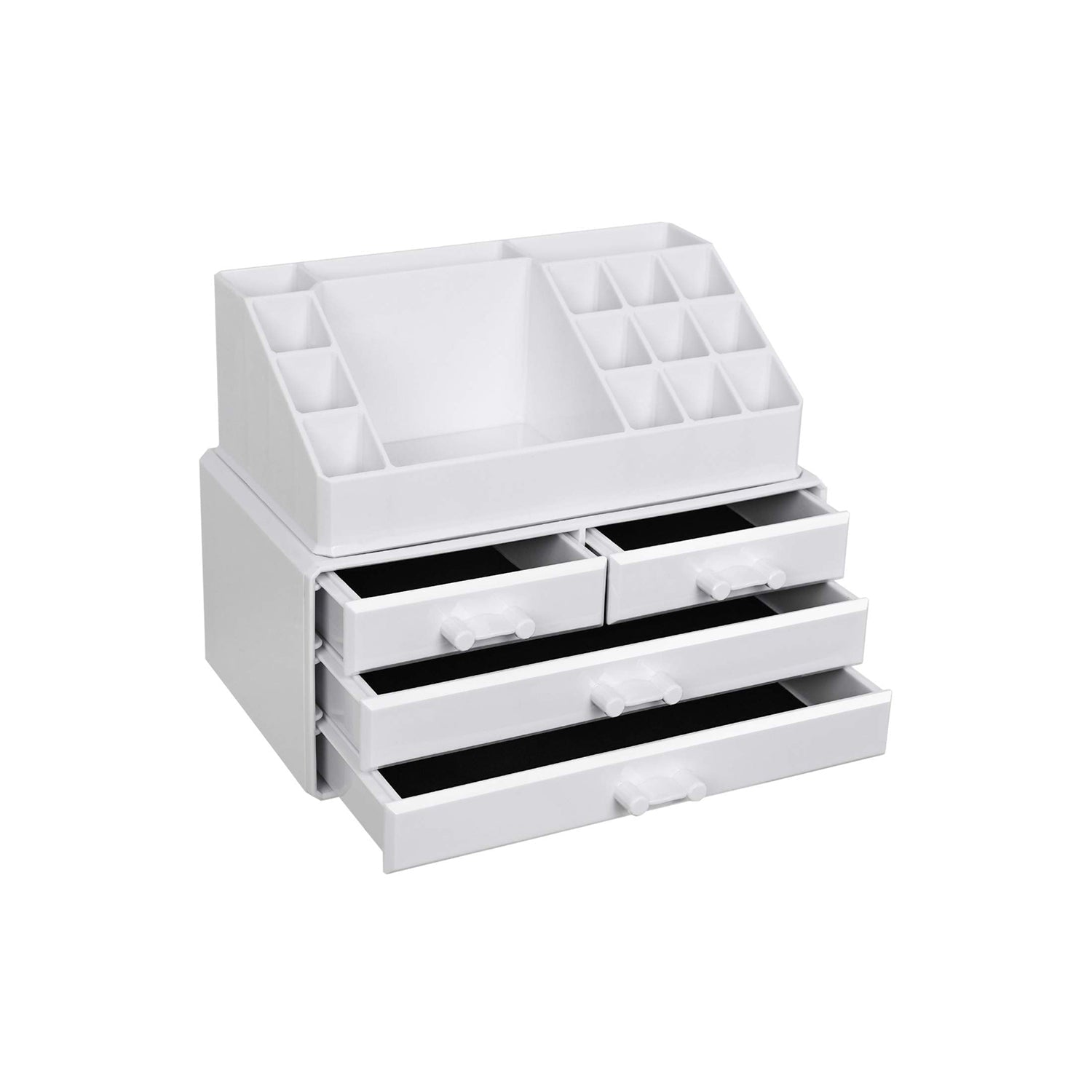 kozmetički organizator, spremište šminke s 4 ladice, 24 x 18,5, x 13,5 cm, bijela | SONGMICS-vitahome.hr