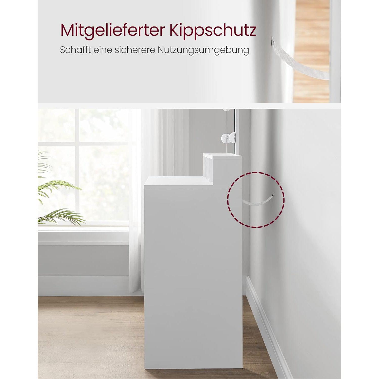 Kozmetički stol s ogledalom, 9 LED žarulja, 2 ladice i 3 otvorena pretinca, bijeli | VASAGLE-vitahome.hr