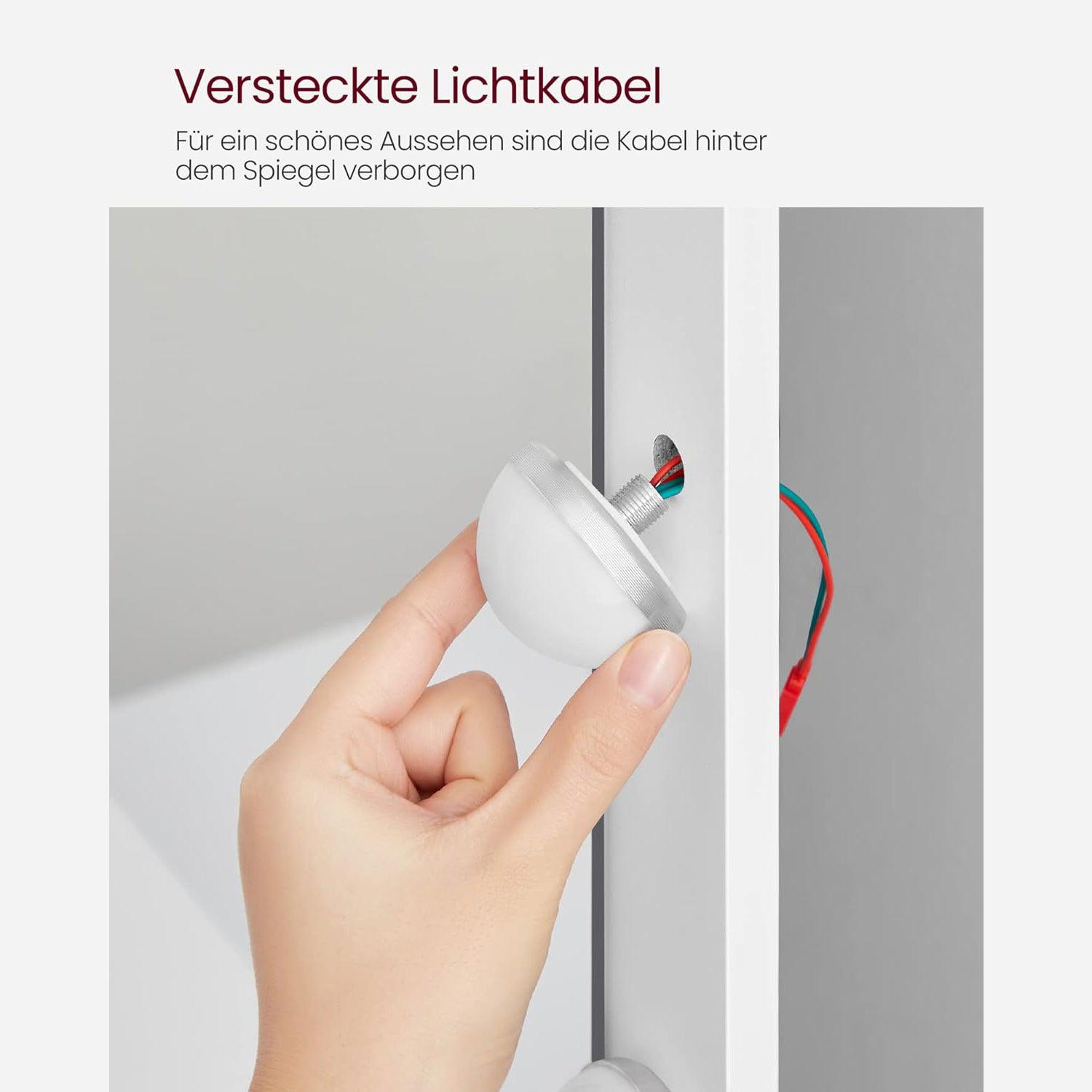 Kozmetički stol s ogledalom, 9 LED žarulja, 2 ladice i 3 otvorena pretinca, bijeli | VASAGLE-vitahome.hr