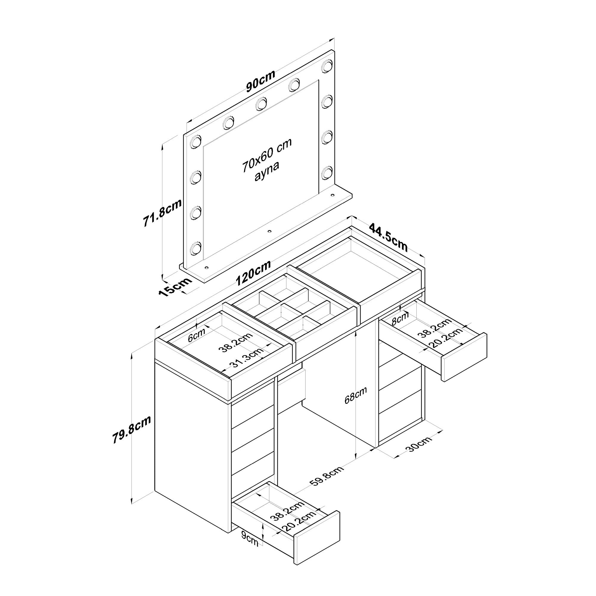 Kozmetički stolić BJ118 - 2789 | AG-vitahome.hr