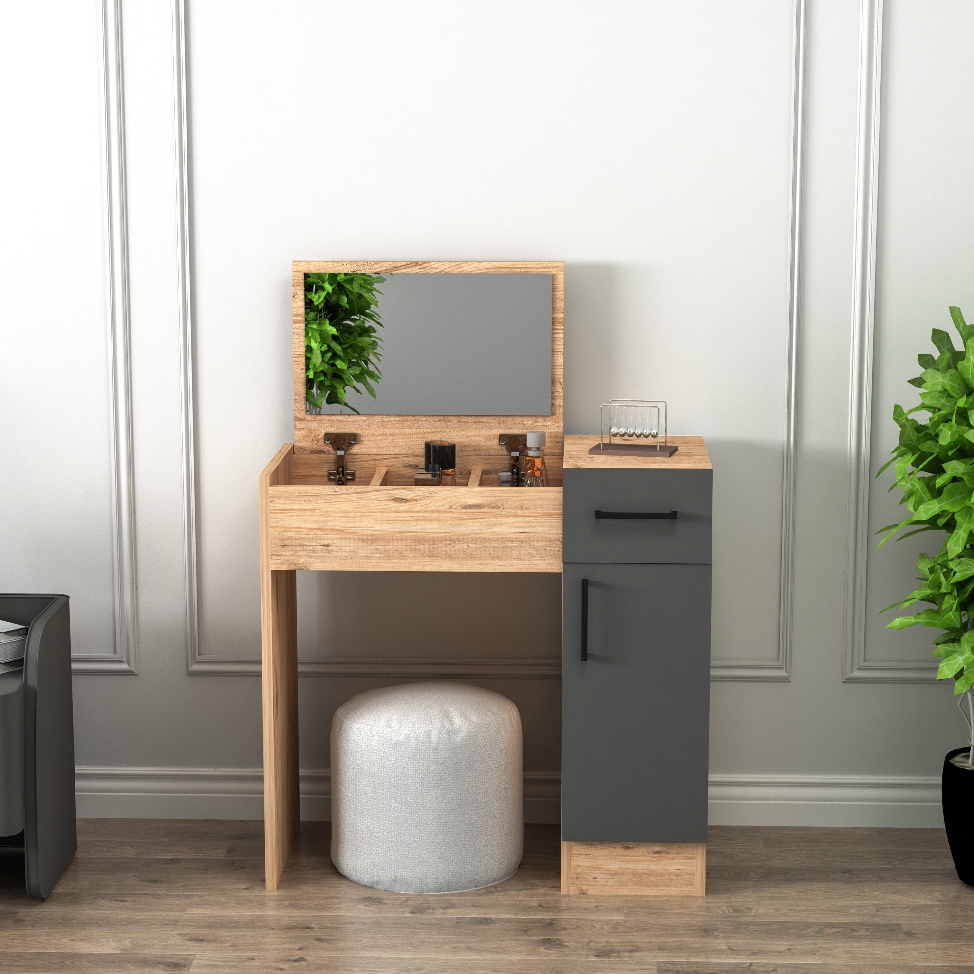 Kozmetički stolić Inci - Atlantic Pine, Anthracite | AG-vitahome.hr